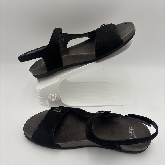 Dansko Shoes - Dansko Sandals Womens Tricia Milled Burnished Wedge Black Comfort 38